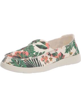 SANUK 9 Donna White Tropical Floral Slip On Canvas Walking Shoes